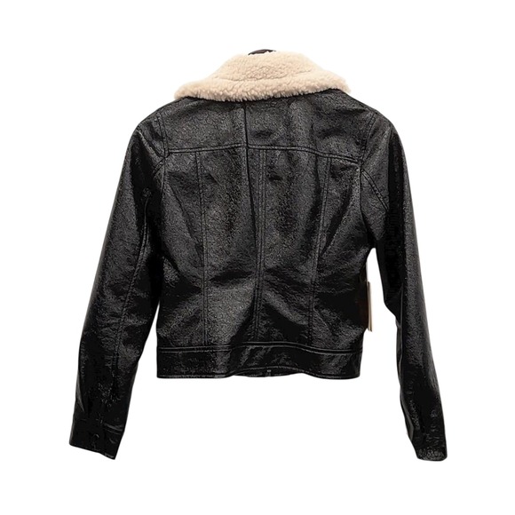 Wilfred Faux Leather Sherpa Collar Jacket - Black - Size Small - Pre-Owned - Picture 3 of 7